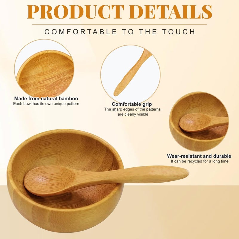ericotry Eco Bamboo Mixing Bowl - Cute Miuni Small Facial Skin Care Mixing Bowl DIY Homemade Mini Cosmetic Tool Sets - Image 3